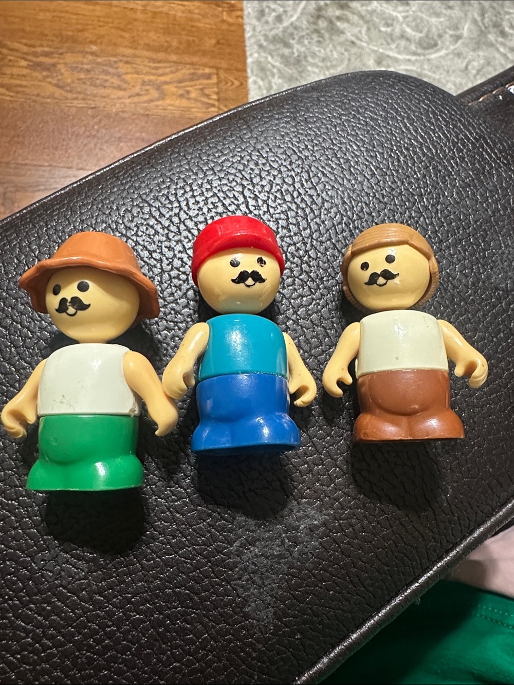 Set of 3 Vintage Playskool Li’l Playmates Figures in Green, Blue and Brown